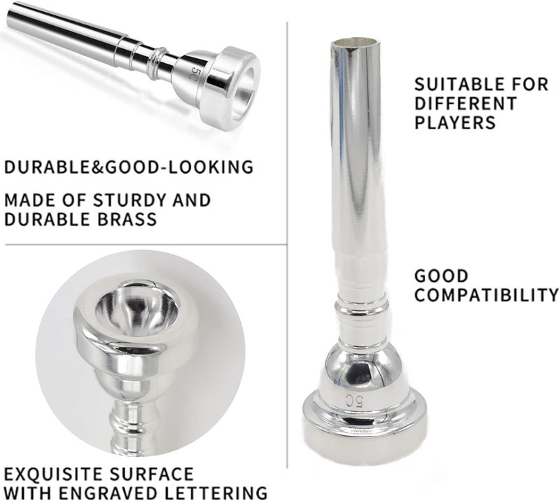 Cheerock 5C Trumpet Mouthpiece - Silver Plated Brass Compatible with Beginners and Professionals - Trumpet Accessories - Image 4